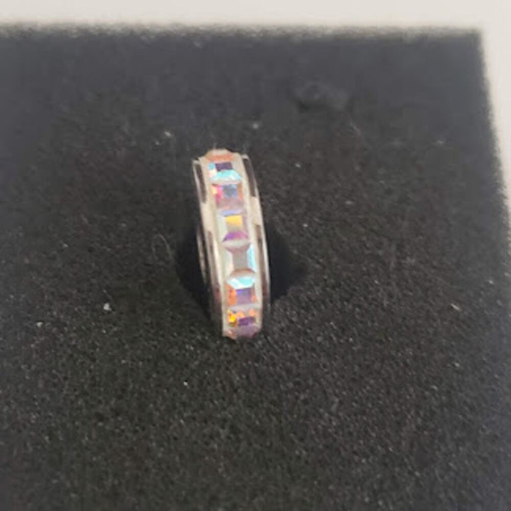 Swarovski‎ Women's Iridescent Charm Bracelet Bead Rhodium Plated Fits Chamilia